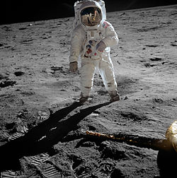 A astronaut on the moon
Description automatically generated