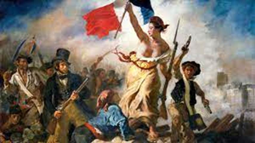 A painting of a person holding a flag
Description automatically generated