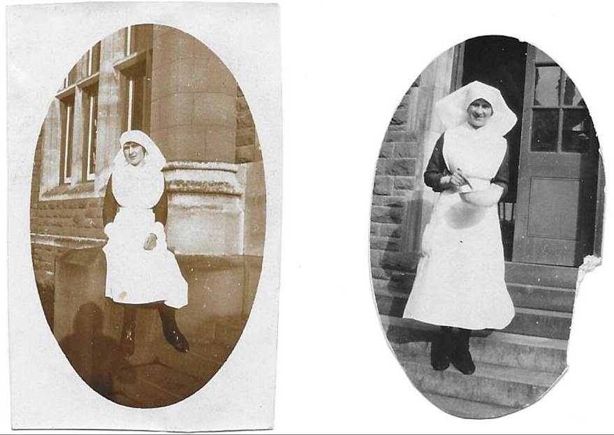 A couple of women in white dresses

Description automatically generated