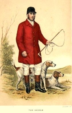 A person in a red coat with two dogs
Description automatically generated