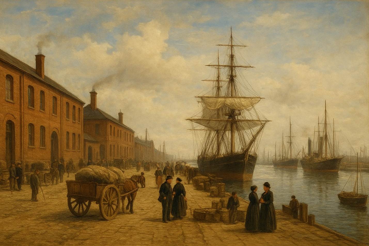 A painting of a city with a ship
AI-generated content may be incorrect.