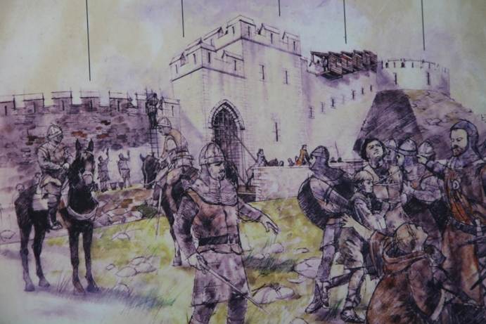 A drawing of a group of people in armor
Description automatically generated